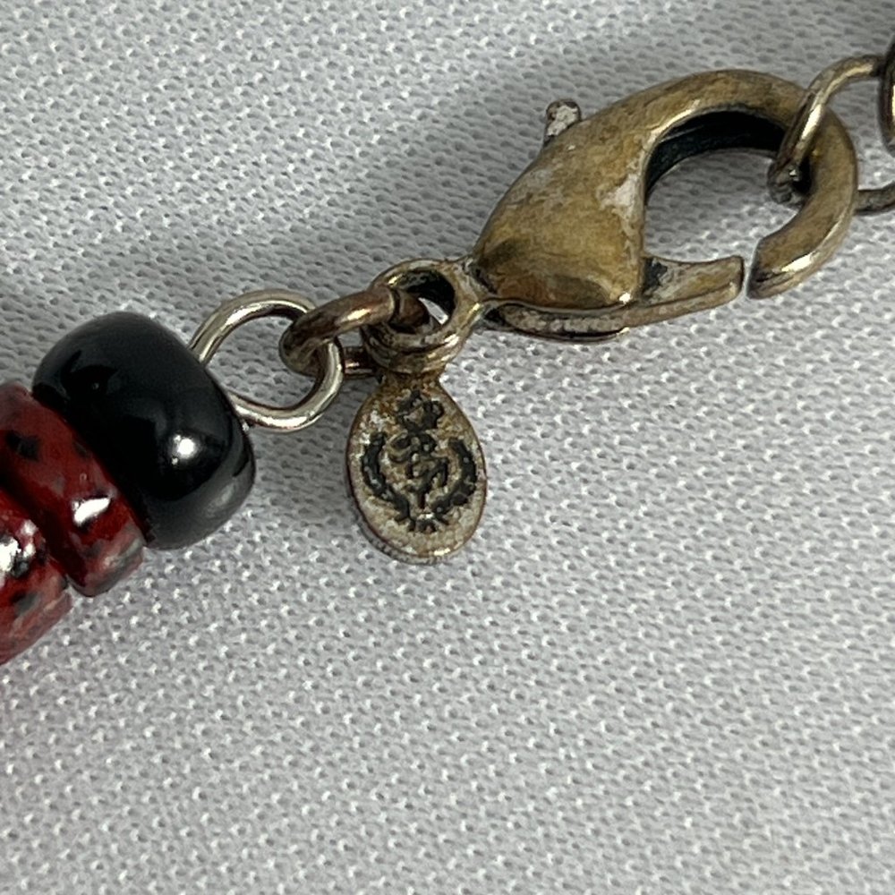 Premier Designs Beaded Pendant Necklace Silver Tone Southwest Red Black Choker - Picture 5 of 11
